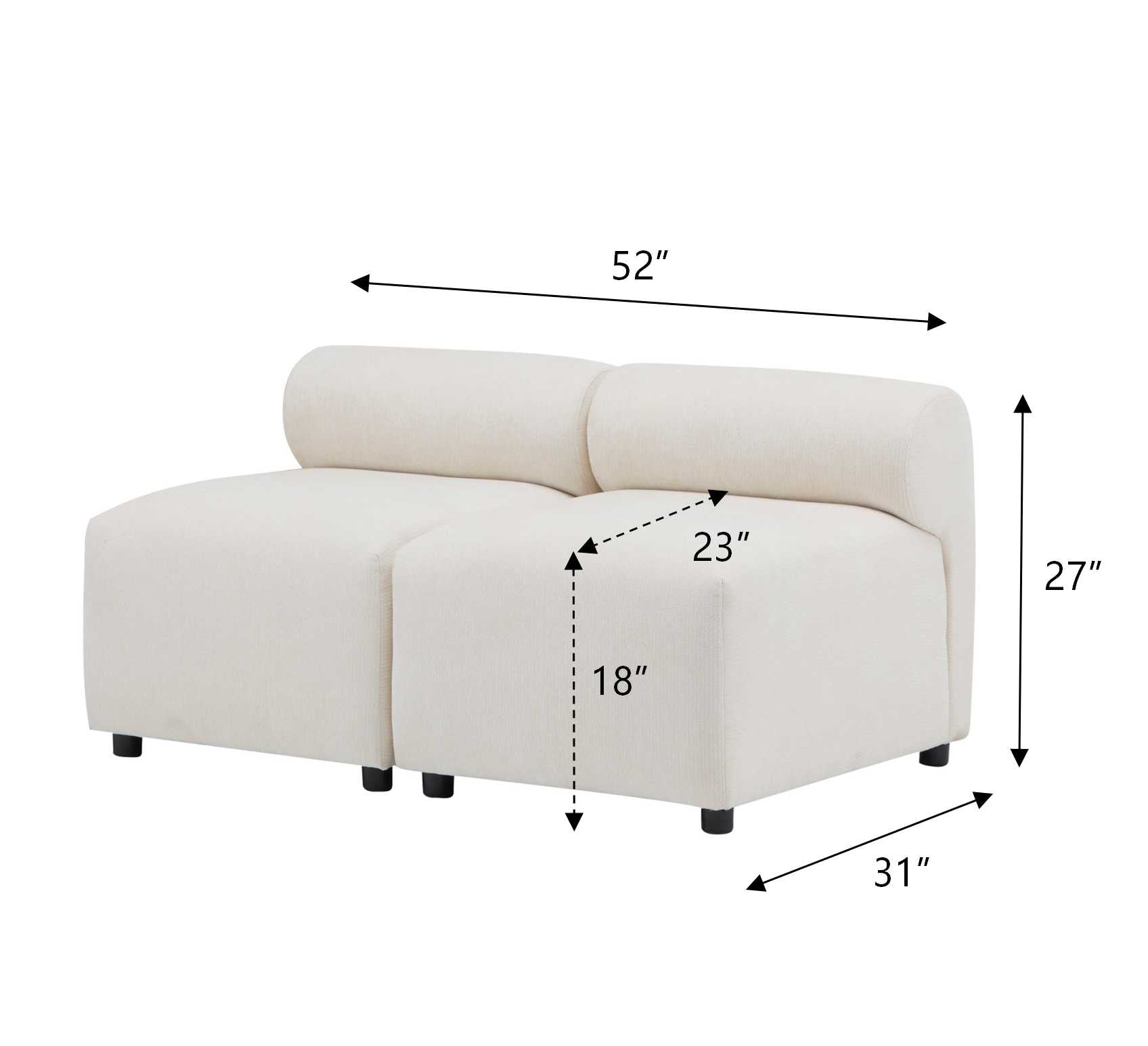 Evelyn 2-Piece Modular Couch Sectional Sofa for Living Rooms by HouseOfZazla
