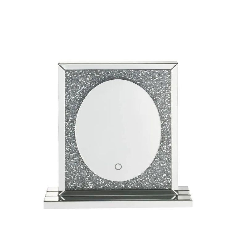 Noralie - 23" Accent Mirror With LED - Mirrored & Faux Diamonds by Unique Piece Furniture