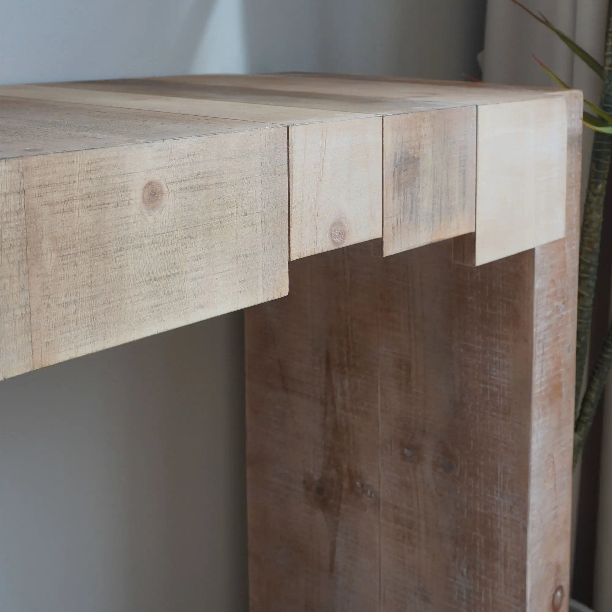 Modern Rustic Table With Sculpted Block Design