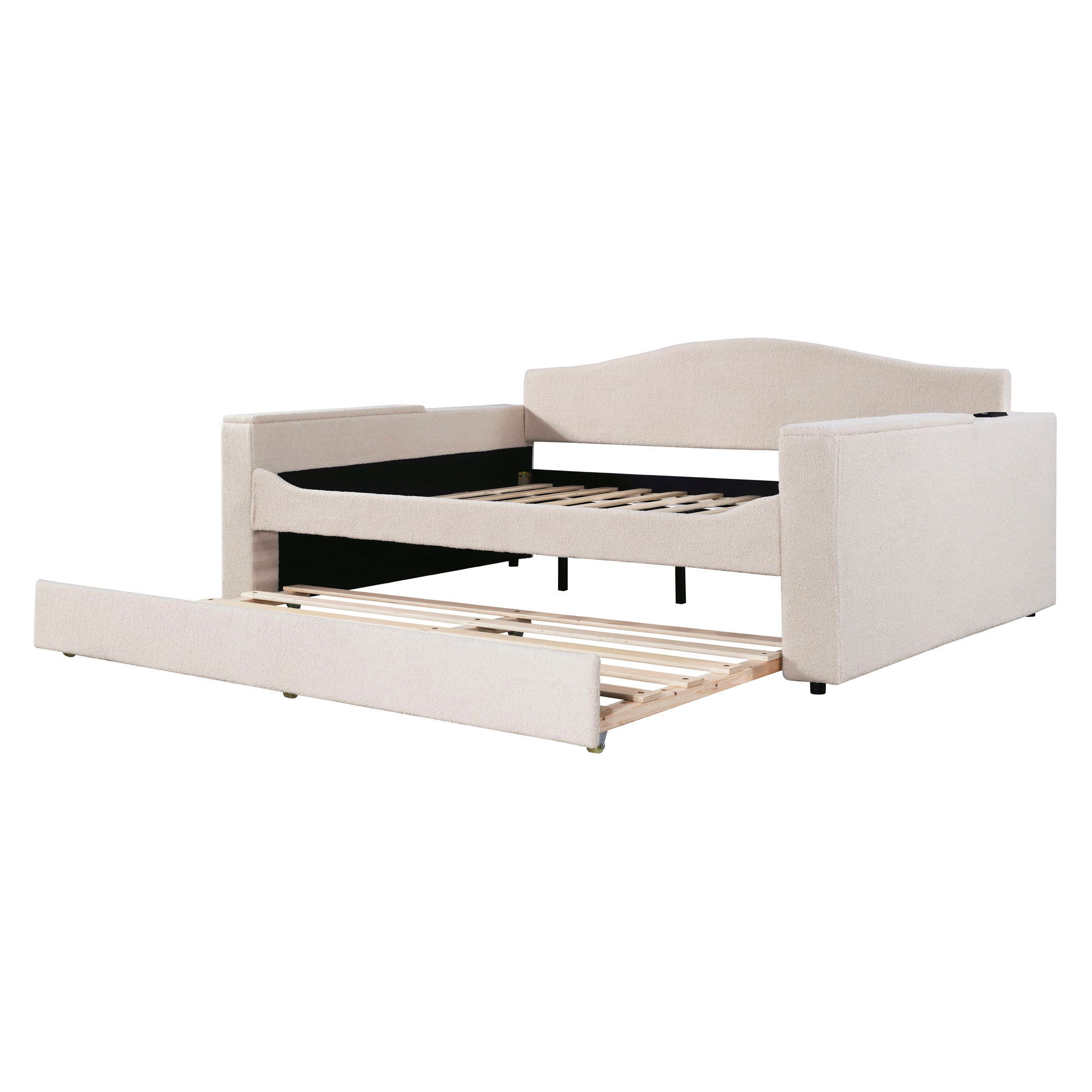 Upholstered Daybed With Storage Armrests, Trundle And Latest Integrated tooth Audio System by HouseOfZazla