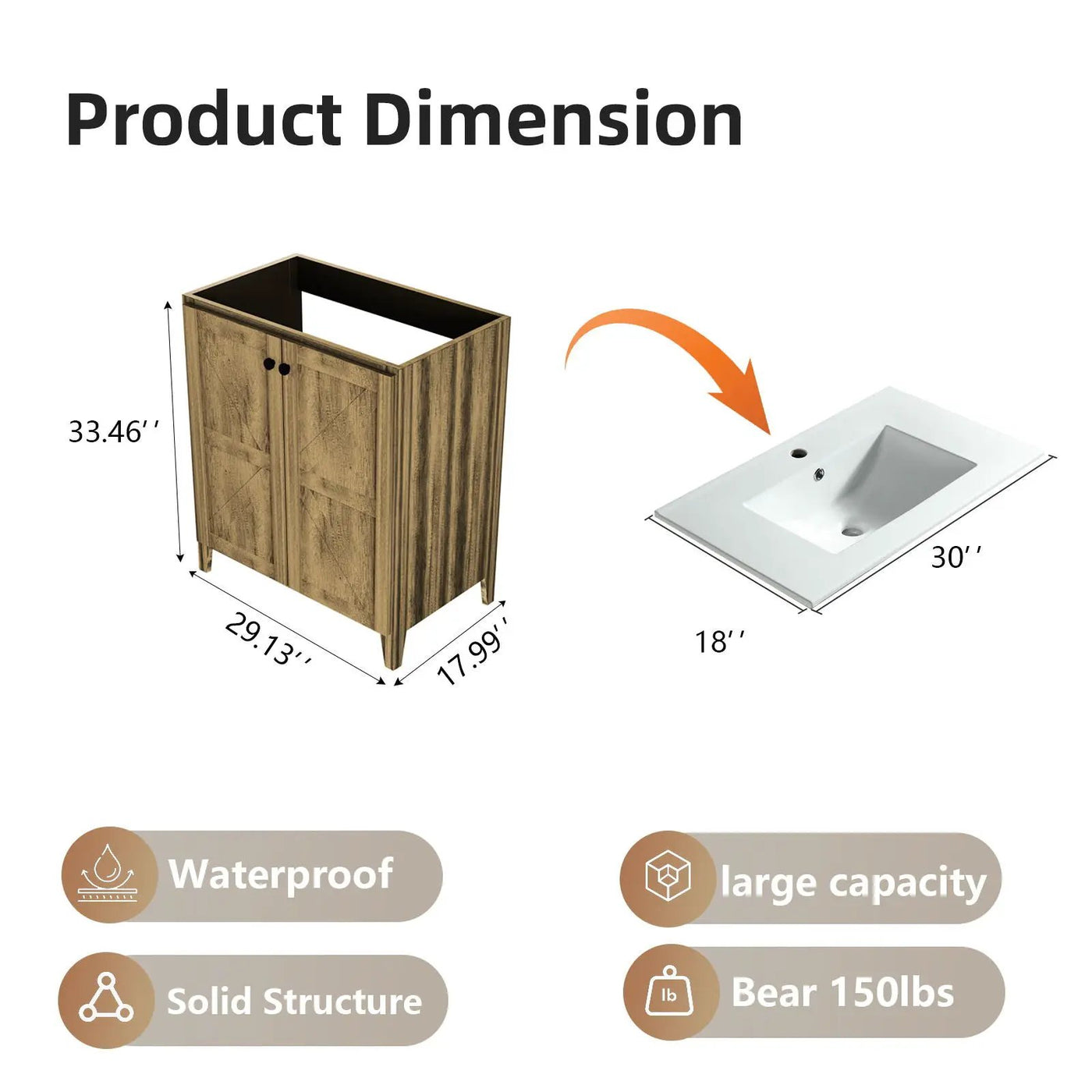 Folding Floor Cabinet With Ceramic Sink, Space Saving by Unique Piece Furniture