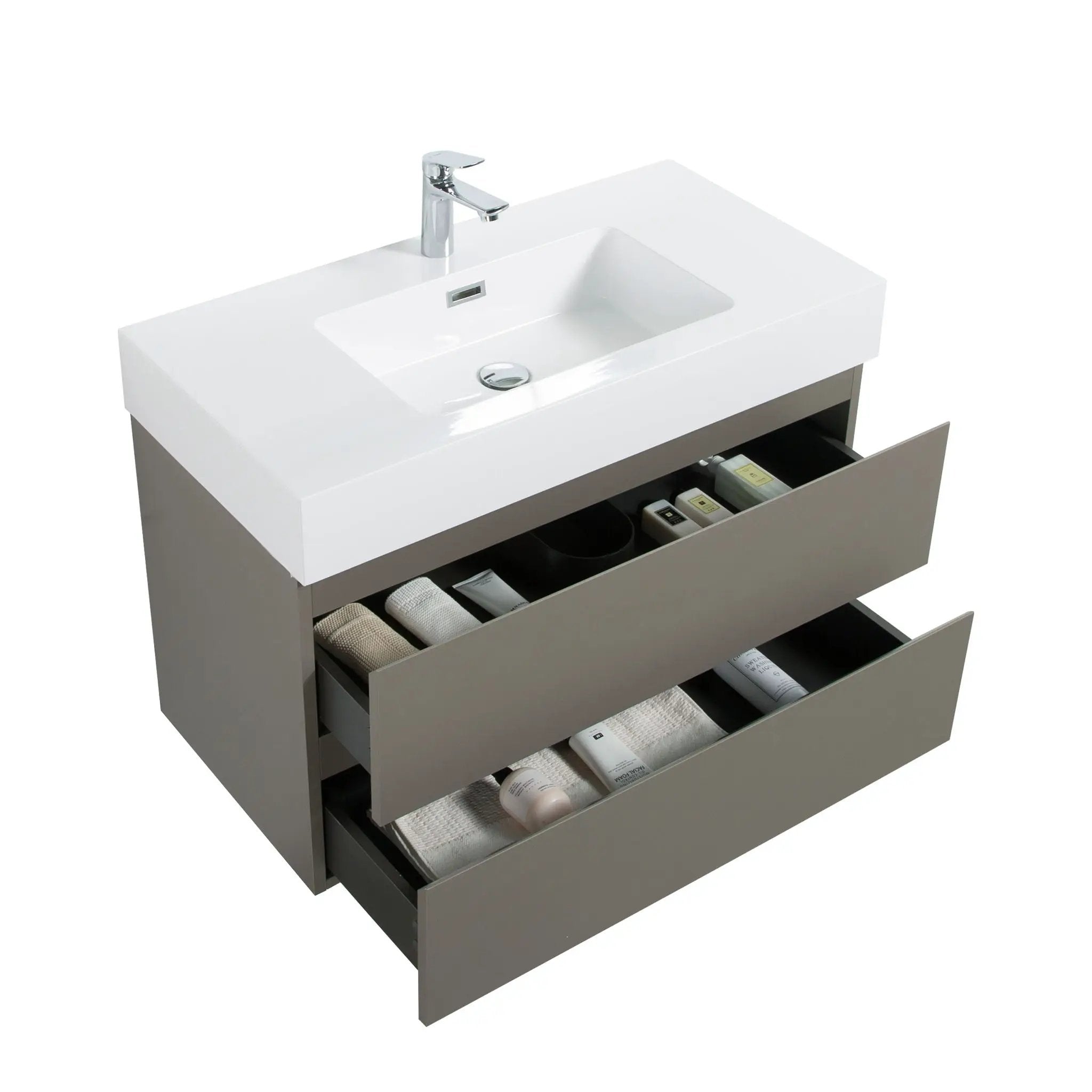 Alice - Bathroom Vanity With Sink, Large Storage Wall Mounted Floating Bathroom Vanity For Modern Bathroom, One-Piece Sink Basin Without Drain And Faucet by Unique Piece Furniture