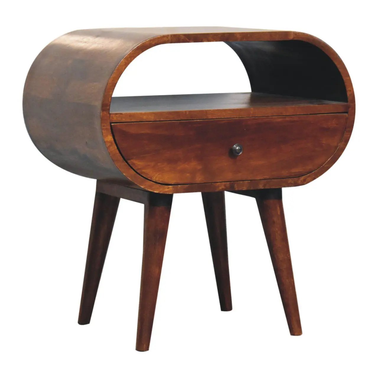 Large Chestnut Circular Bedside by Unique Piece Furniture