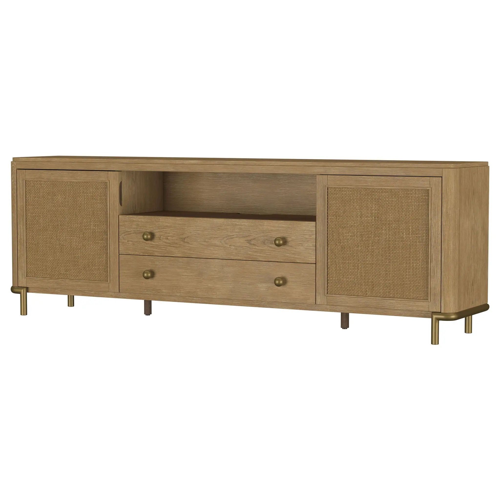 Arini Rattan Cane 2-door TV Stand Media Console Sand Wash by Unique Piece Furniture