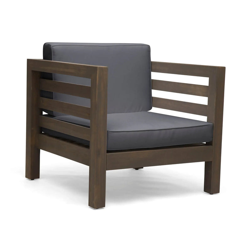 Outdoor Acacia Wood Patio Chair With Fabric Cushion by HouseOfZazla