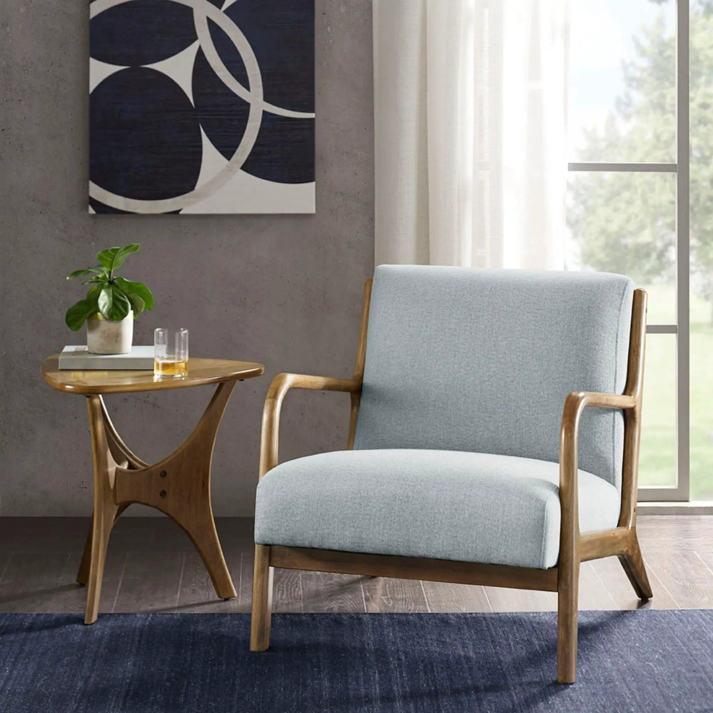 Mid-Century Style Lounge Chair With Upholstered Seat by HouseOfZazla