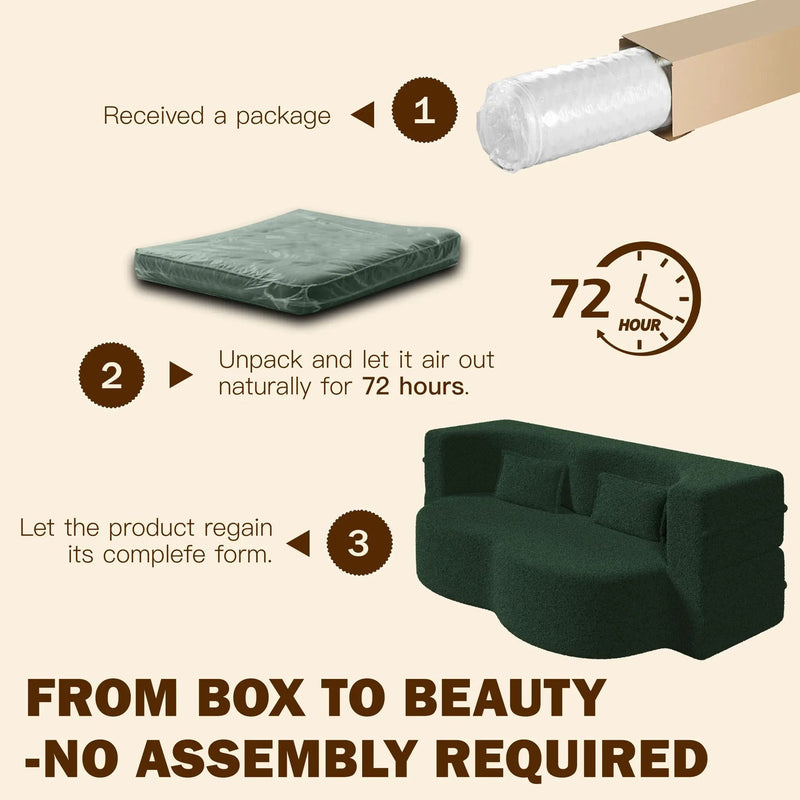 Modern Floor Sleeper Sofa Bed With 2 Pillows, Convertible Twin Size Folding Mattress For Living Room by HouseOfZazla
