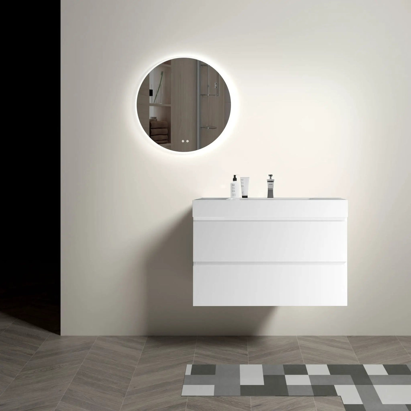Alice - Bathroom Vanity With Large Storage, Sink, Wall Mounted by Unique Piece Furniture