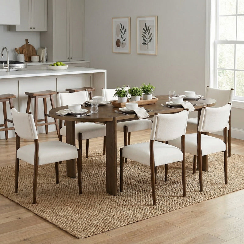 7 Pieces Modern Oval Dining Set, Rustic Farmhouse Solid Wood Kitchen Table Set for 6 by HouseOfZazla