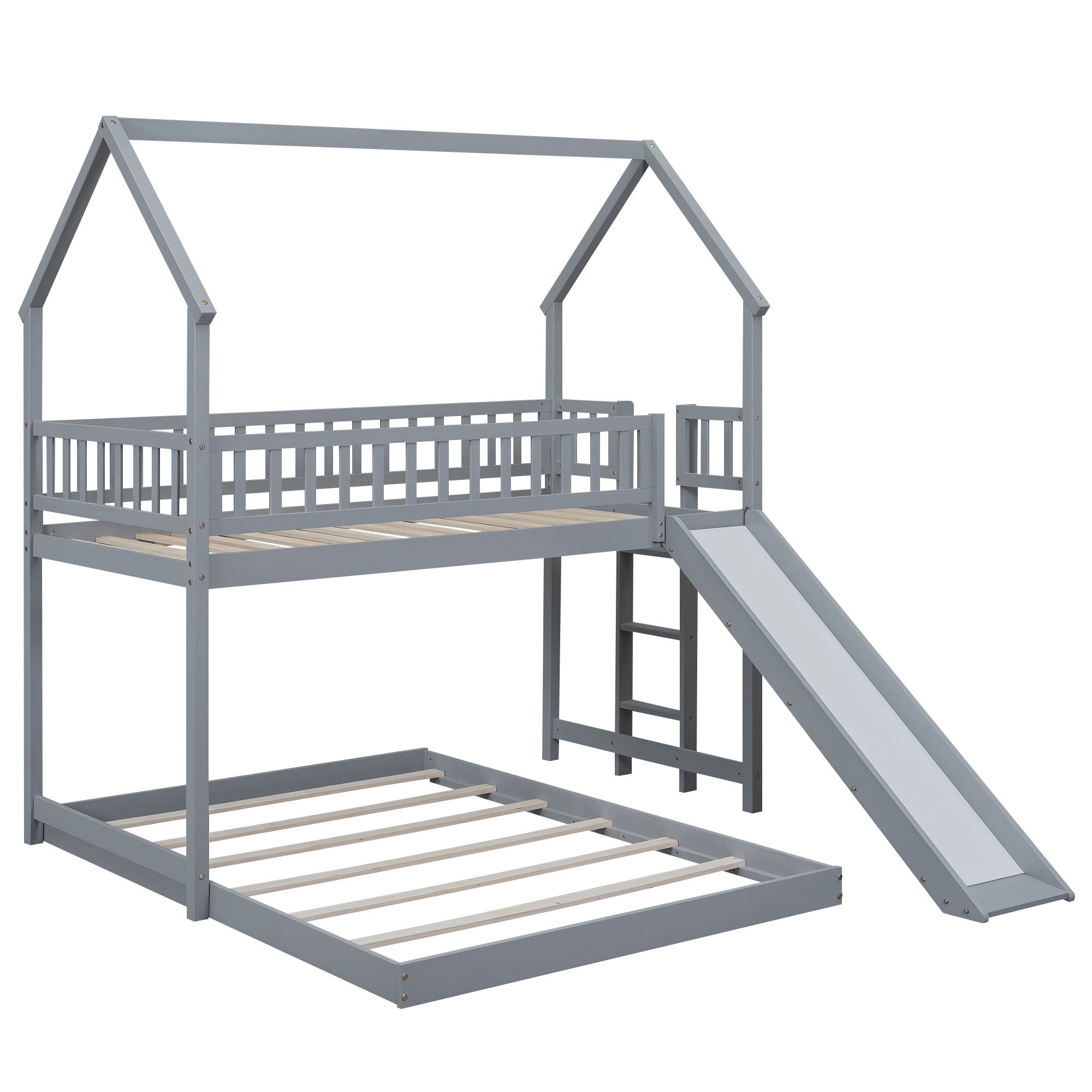 House Bunk Bed With Slide And Built In Ladder by HouseOfZazla
