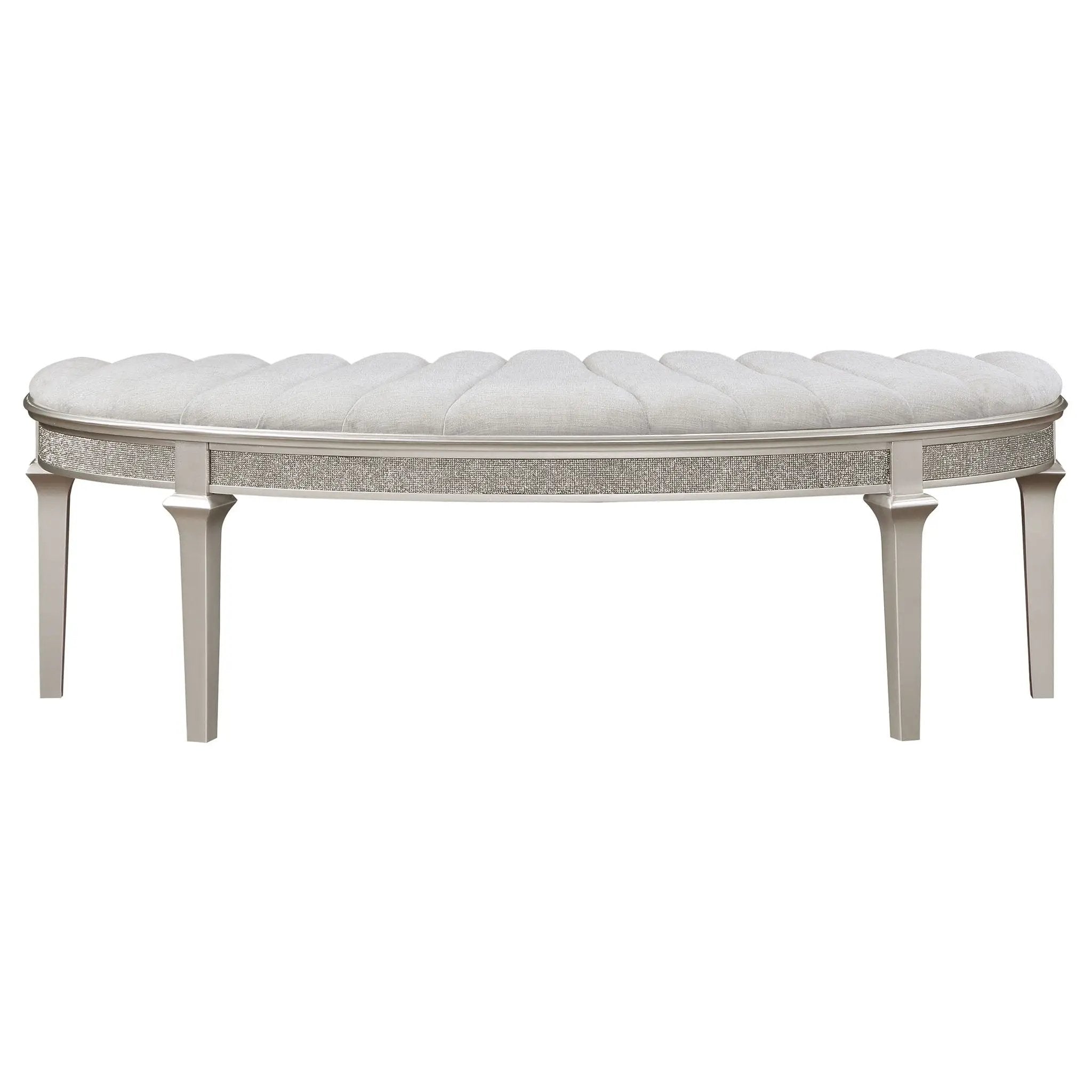 Colwood - Upholstered Curved With Channel Tufting And Slender Tapered Legs - Silver Gray by HouseOfZazla