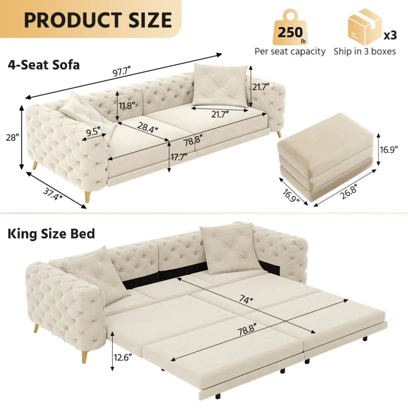 3-In-1 Convertible Sleeper Sofa by HouseOfZazla
