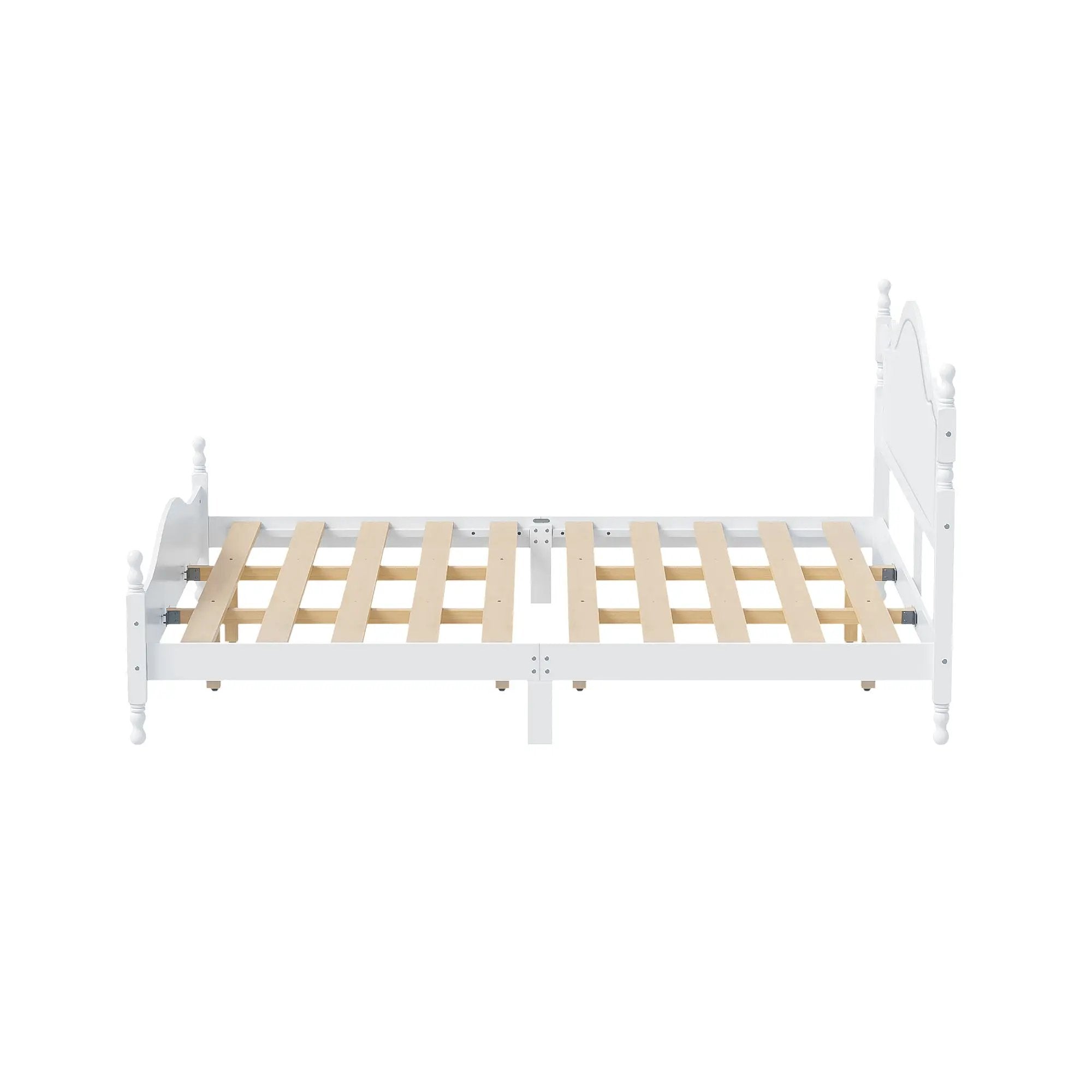 King Bed Frame with Headboard, Retro Style Wooden Platform Bed by HouseOfZazla