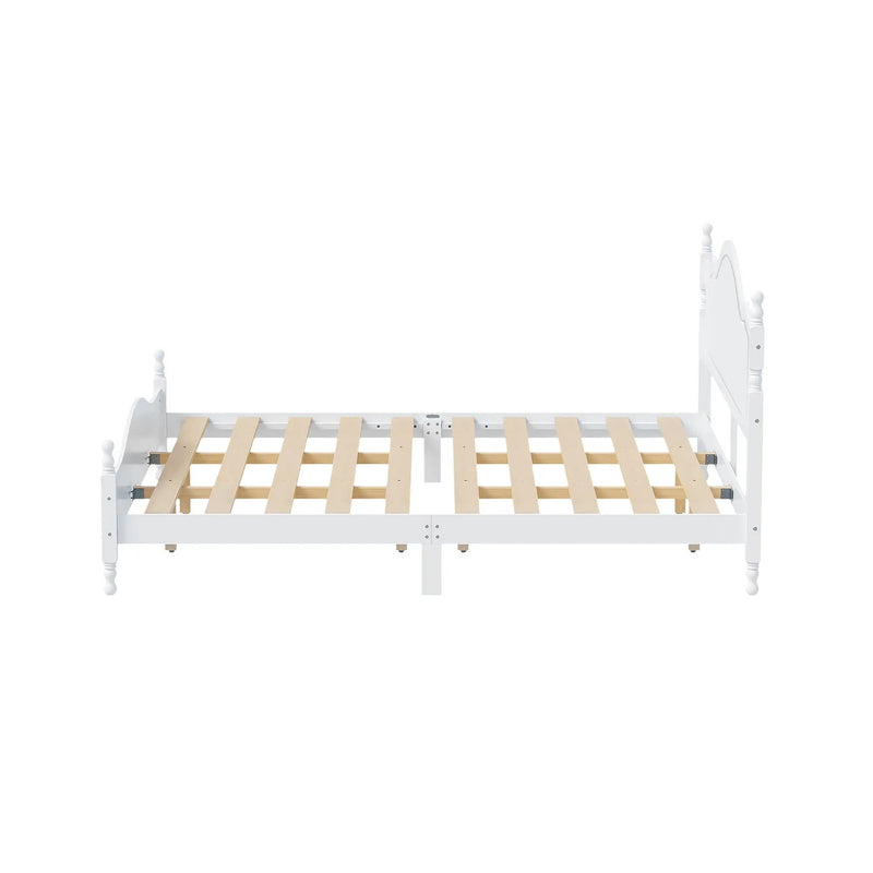 King Bed Frame with Headboard, Retro Style Wooden Platform Bed by HouseOfZazla
