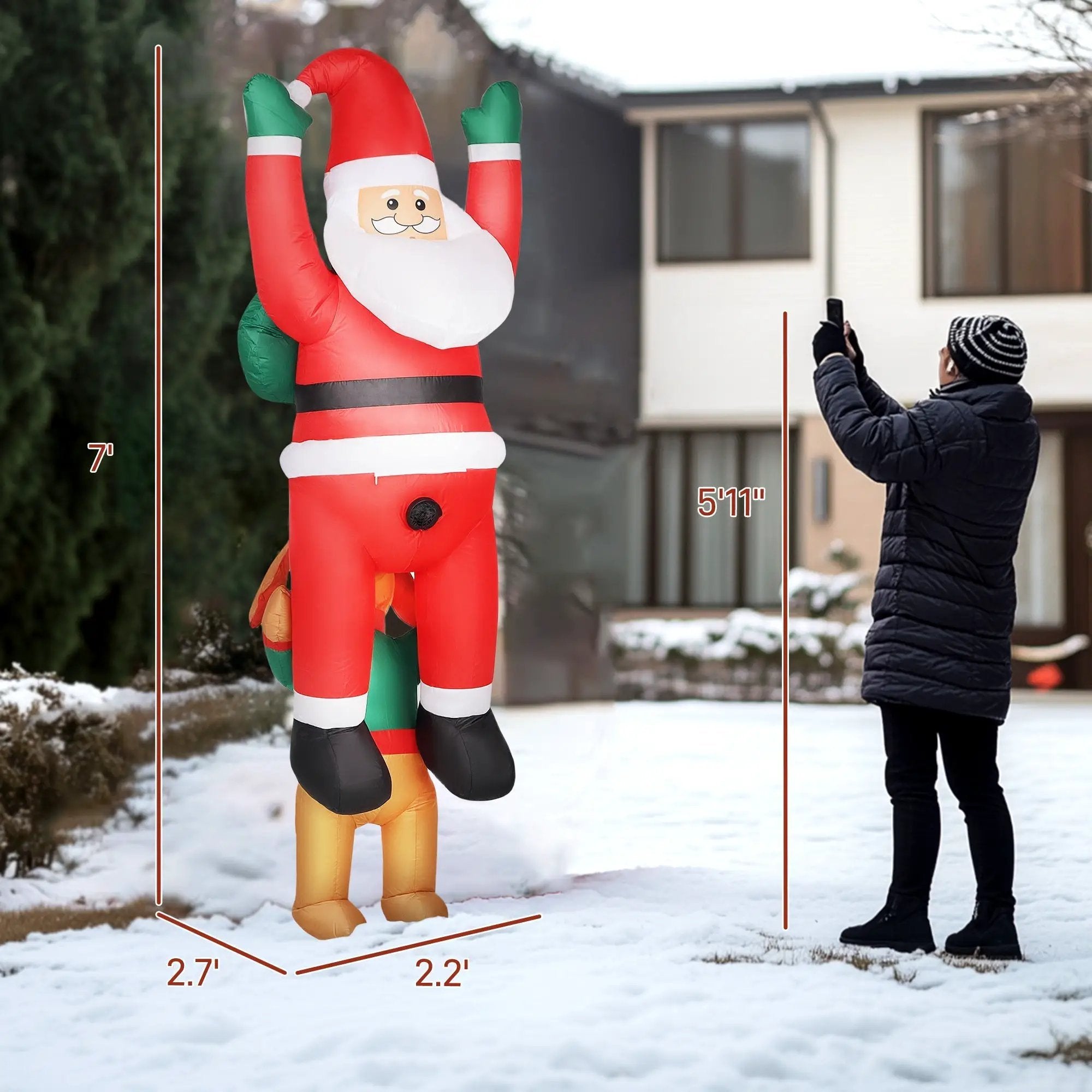 7ft Hanging Christmas Inflatable Santa with Dog by HouseOfZazla
