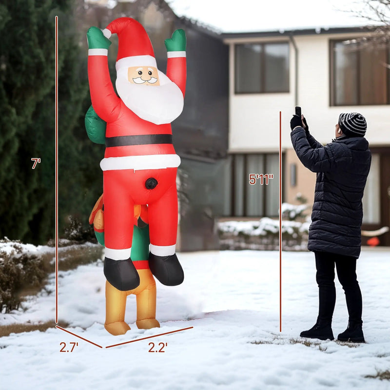 7ft Hanging Christmas Inflatable Santa with Dog by HouseOfZazla