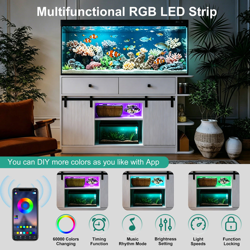 75 Gallon Fish Tank Stand with LED Light & Power Outlets by HouseOfZazla