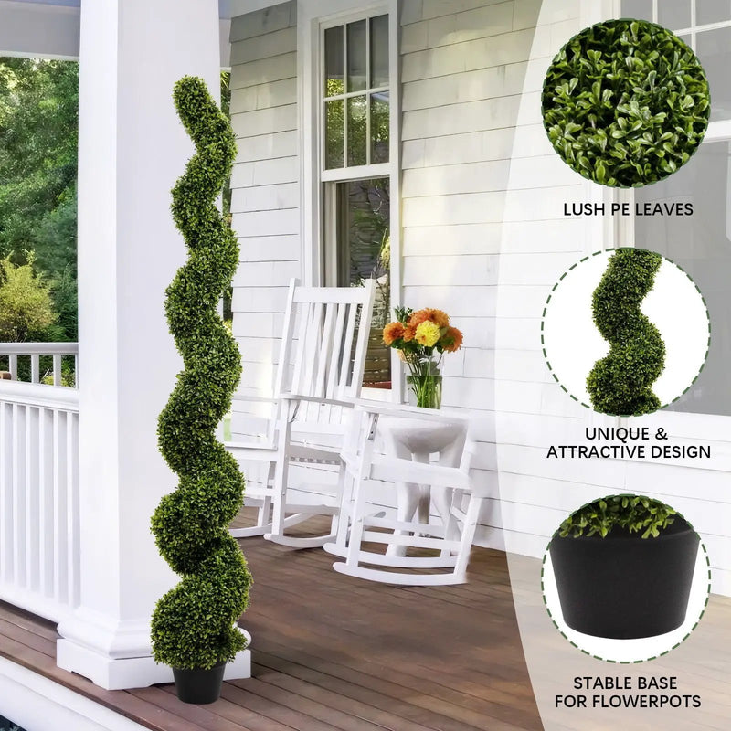 Artificial Outdoor UV Resistant Plastic Boxwood Topiary Spiral Tree by Unique Piece Furniture