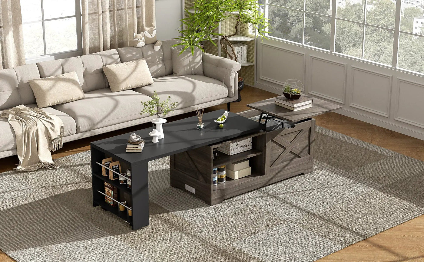 Farmhouse Lift Top Coffee Table With Barn Doors by HouseOfZazla