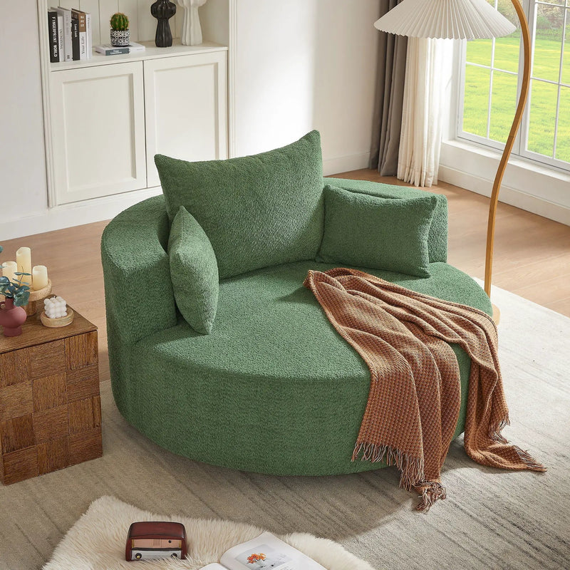 360° Swivel Accent Barrel Chair With 3 Removable Pillows For Living Room by HouseOfZazla