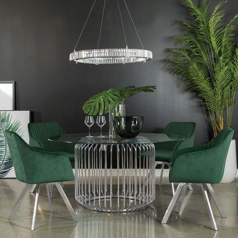 Veena Round Metal Dining Table Base Chrome by Unique Piece Furniture