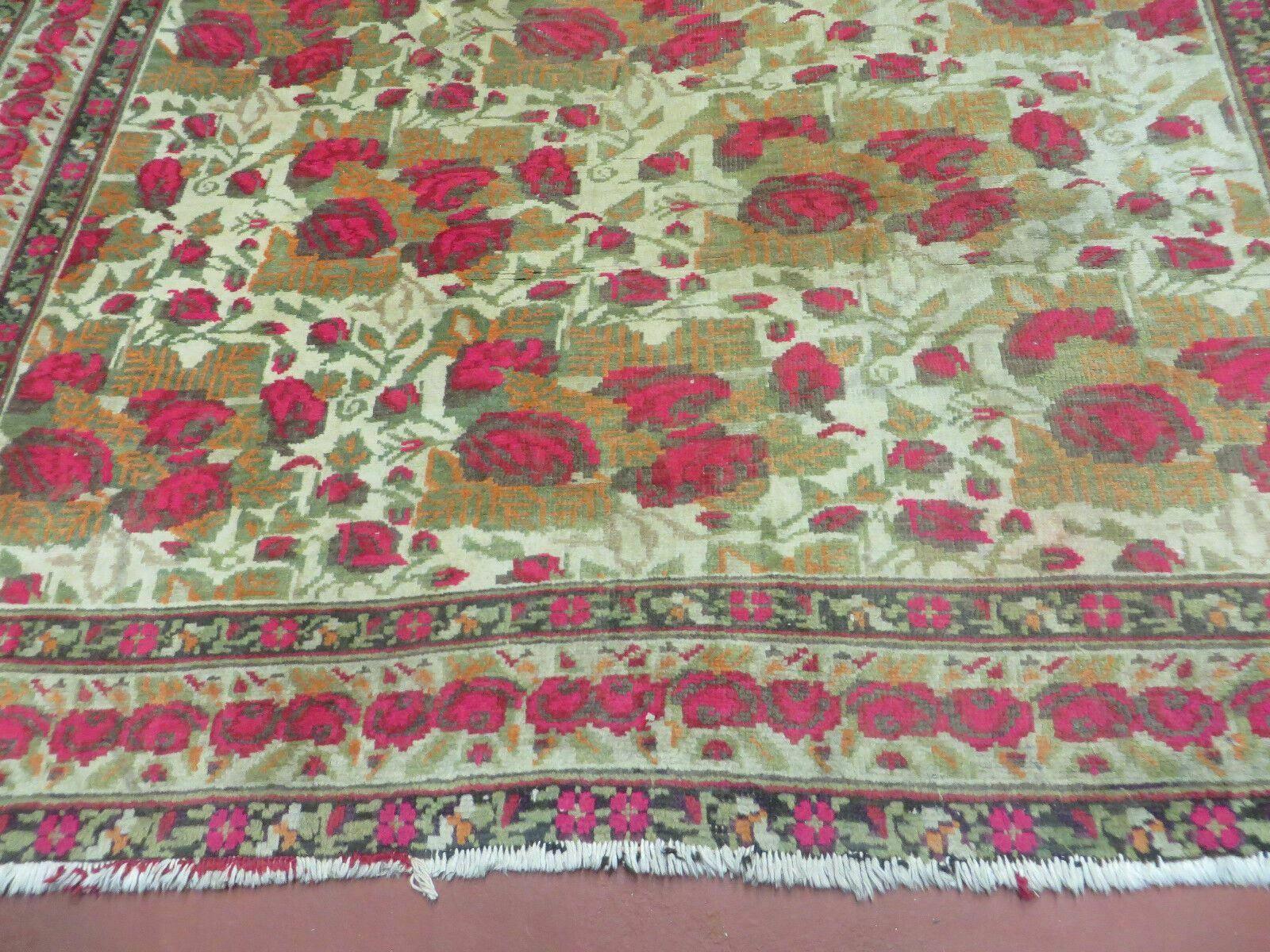 5' X 6' Antique Handmade India Floral Oriental Wool Rug Roses Flowers Traditional Contemporary Design by Jewel Rugs