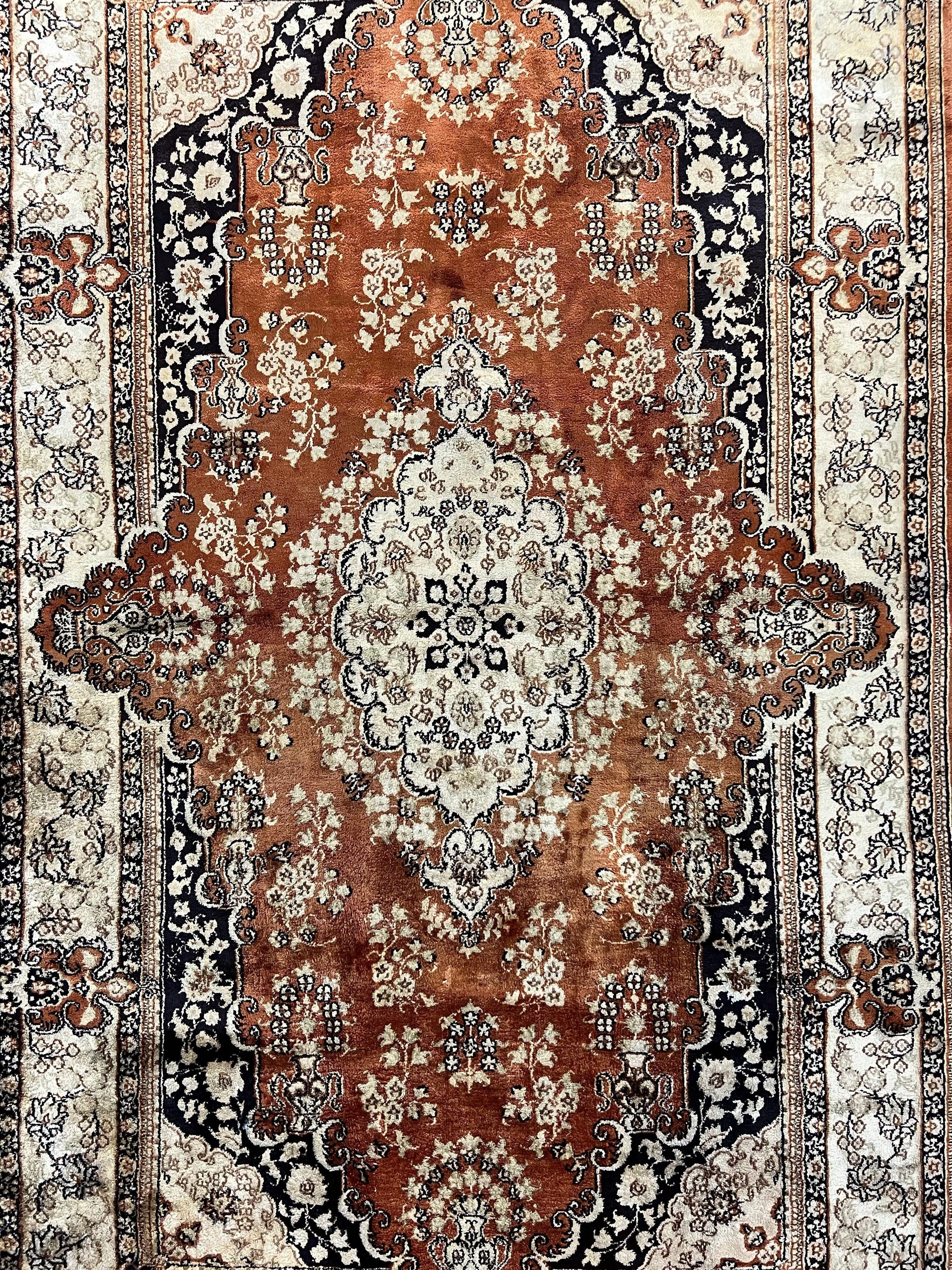 Turkish Silk Rug 3x5, Very Fine 400 KPSI, Floral Medallion, Hand Knotted by Jewel Rugs