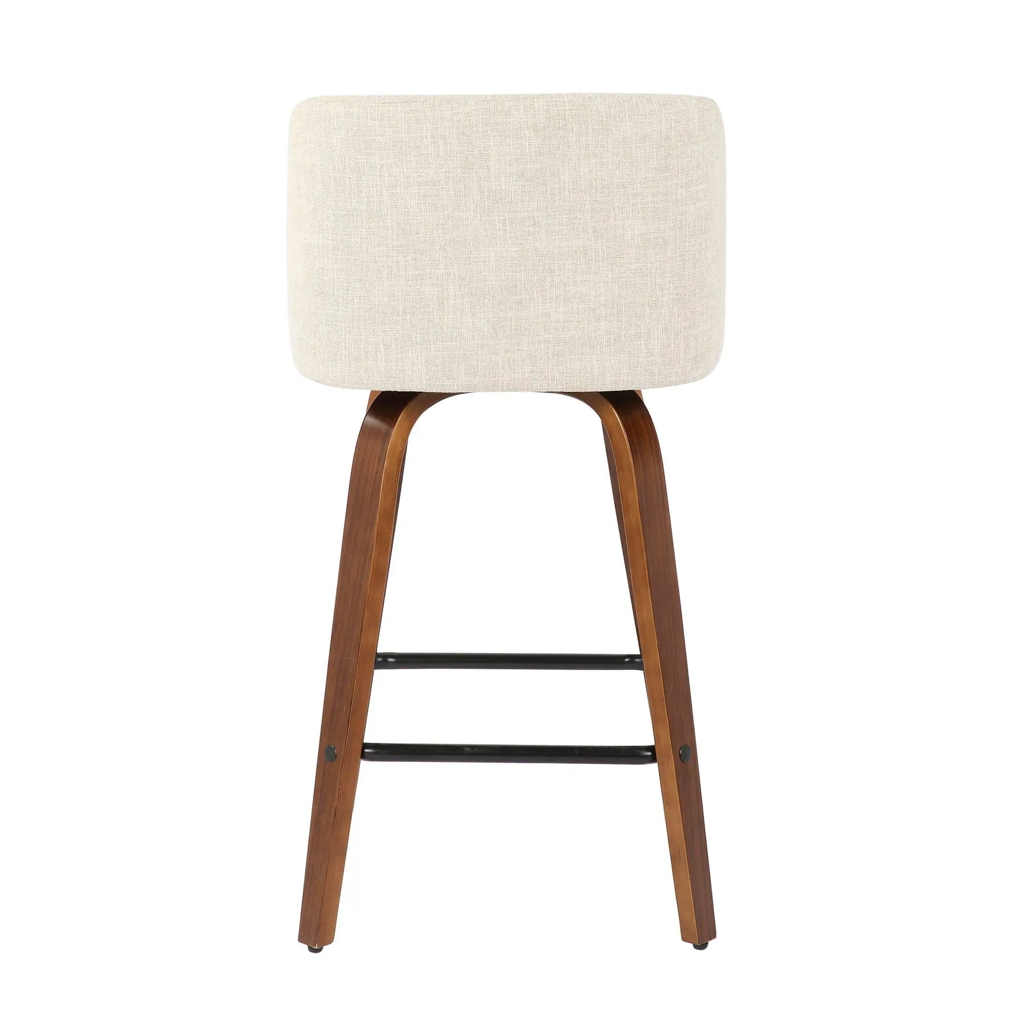 Toriano - Mid-Century Modern Counter Stool, Square Footrest (Set of 2) - Walnut / Cream by Unique Piece Furniture