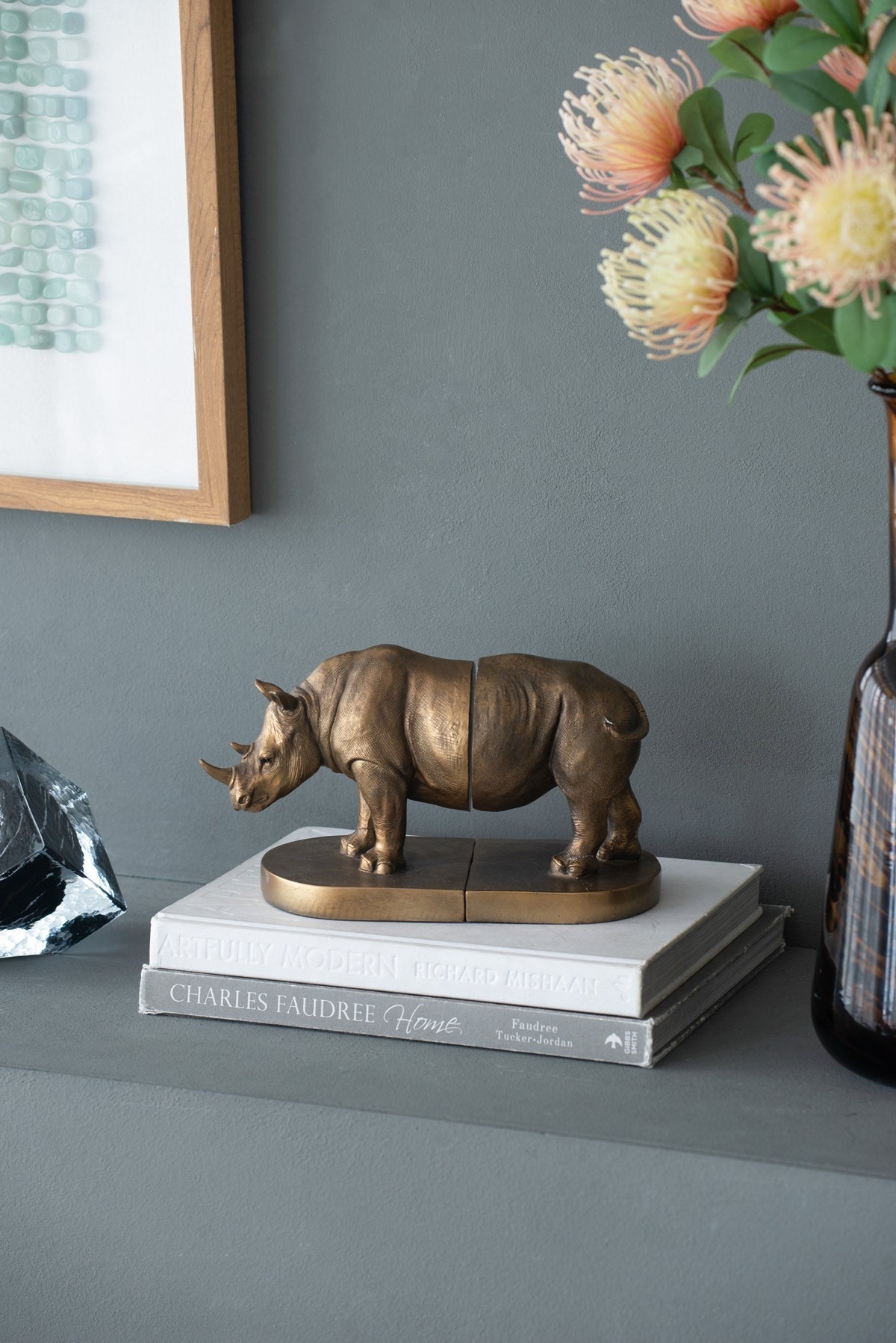 Set of 2 Rhino Bronze Bookends by HouseOfZazla