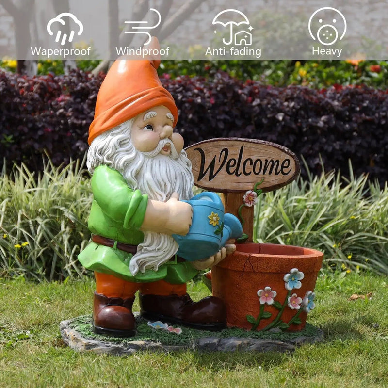 Outdoor Garden Sculpture Gnome Flower Pot Planter by HouseOfZazla