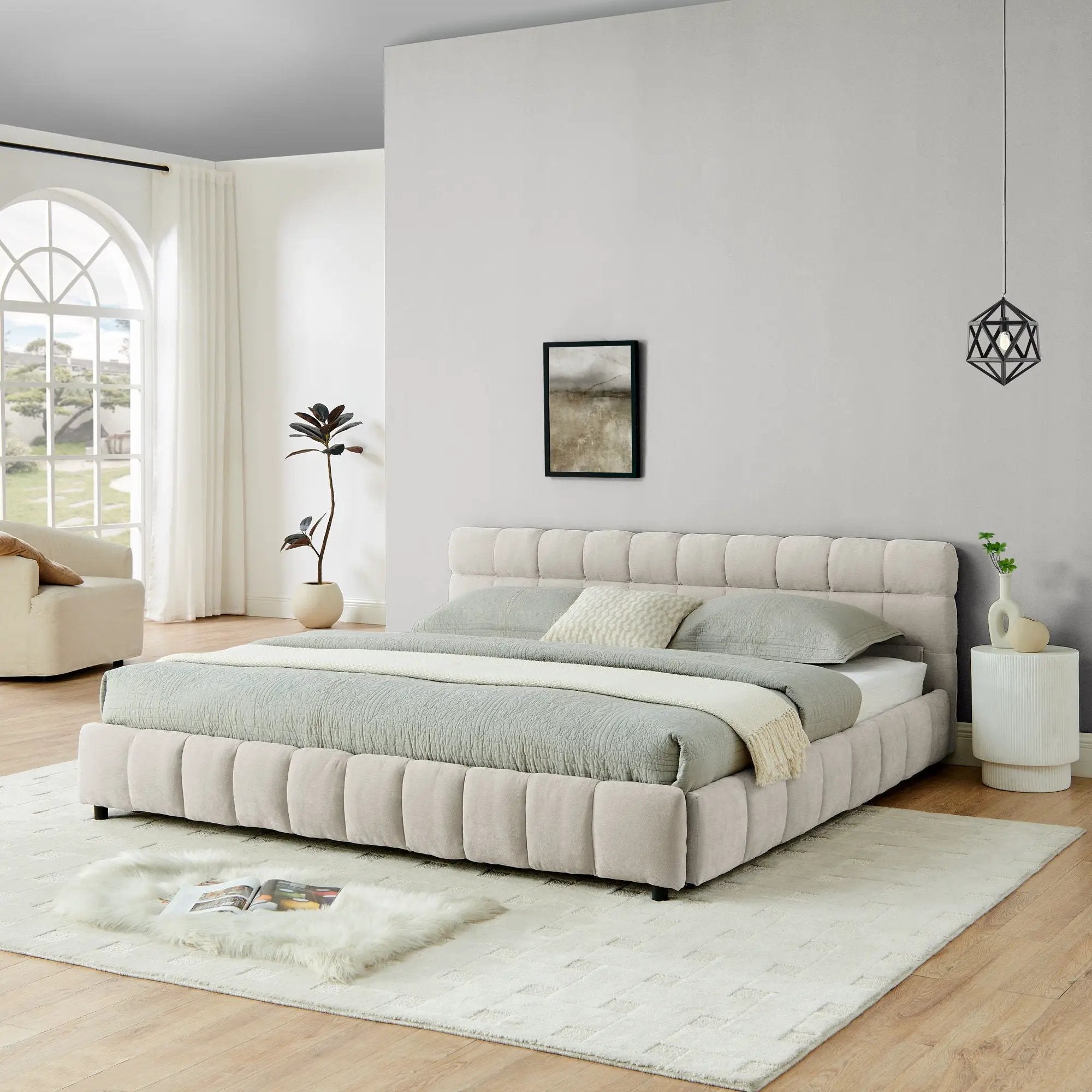 Modern Platform Bed Frame With Thick Fabric by Unique Piece Furniture