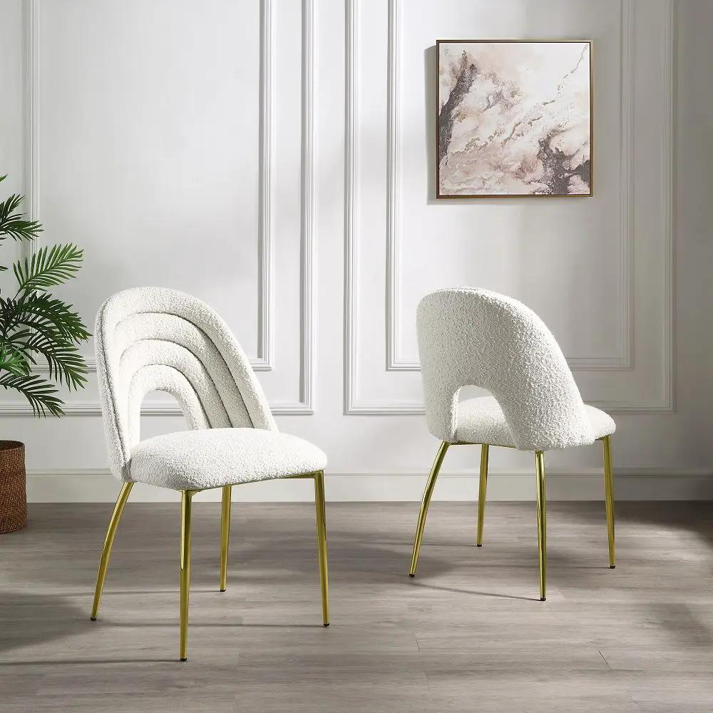 Fadri - Side Chair (Set of 2) - Teddy Sherpa & Mirrored Gold by Unique Piece Furniture