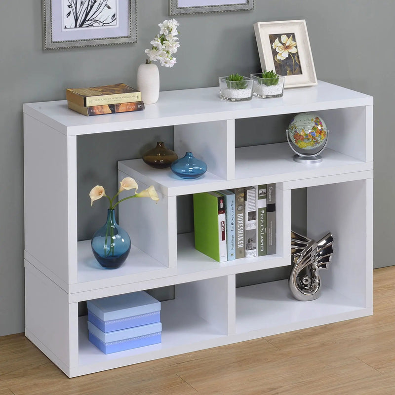 Convertable L-Shaped Bookcase With Open Shelves - White by HouseOfZazla