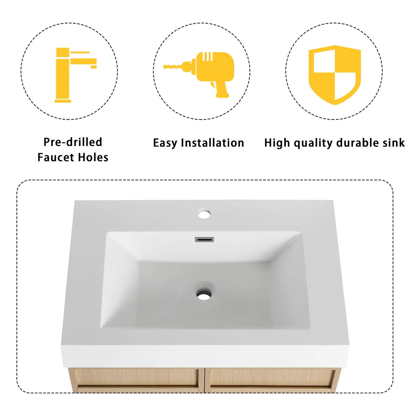 Freestanding Bathroom Vanity With Resin Sink & Soft Close Cabinet Doors by Unique Piece Furniture