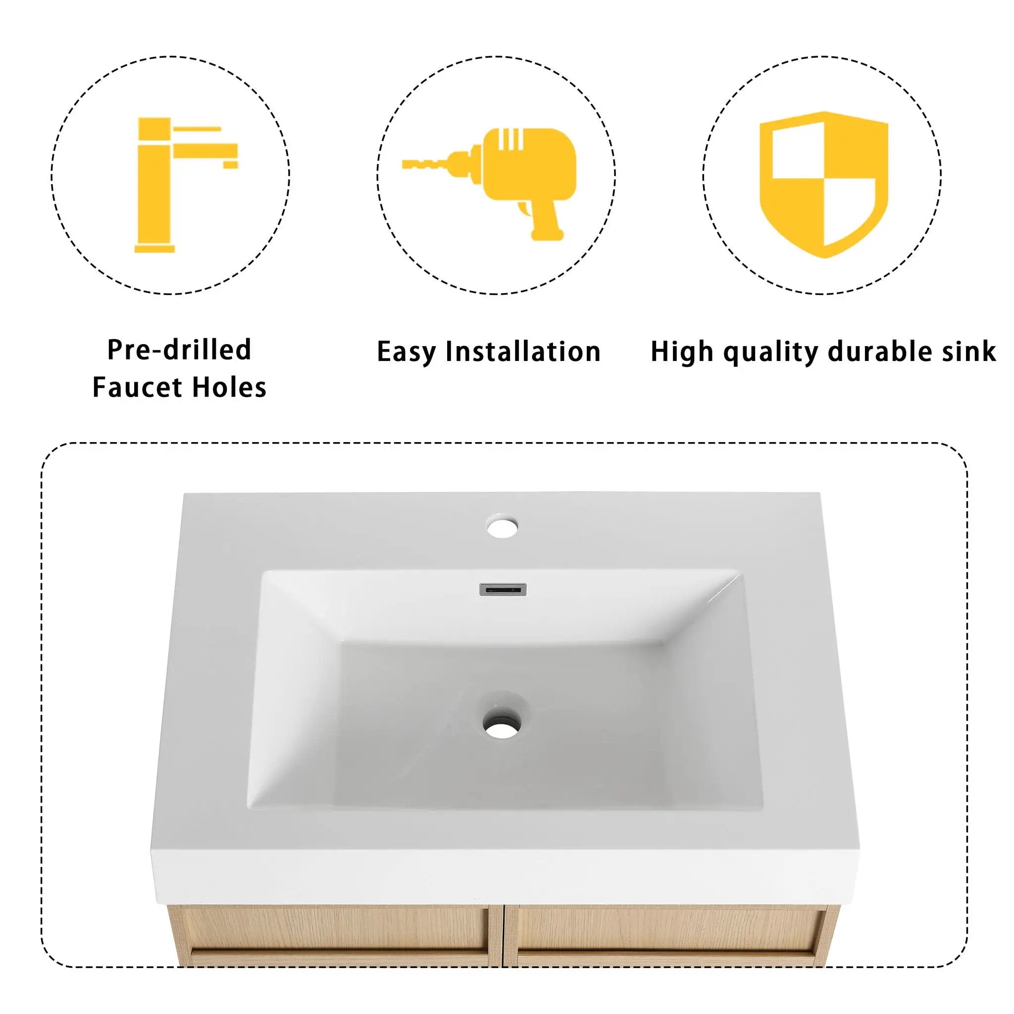 Freestanding Bathroom Vanity With Resin Sink & Soft Close Cabinet Doors by Unique Piece Furniture
