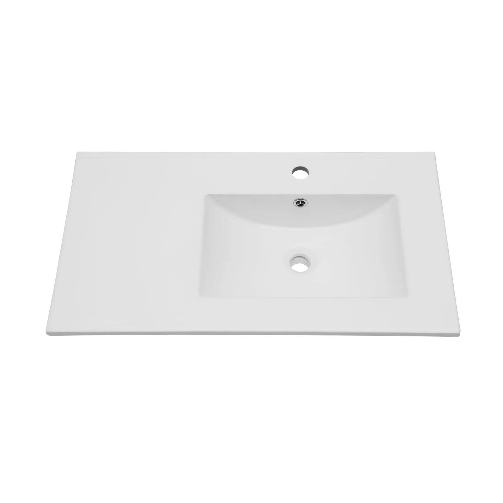 Rectangular Single Vanity Top With 1 Faucet Hole And Overflow, 32" X 18", Spacious Left Countertop For Storage - White by HouseOfZazla