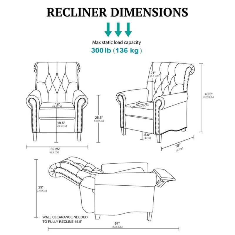 Aidan - Push Back Recliner Chair With Tufted Back And Nailhead Trim - Cream by Unique Piece Furniture