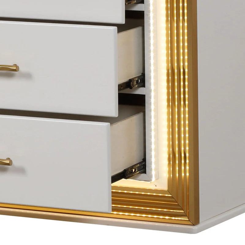 Obsession - 5 Drawer LED Chest - White by HouseOfZazla