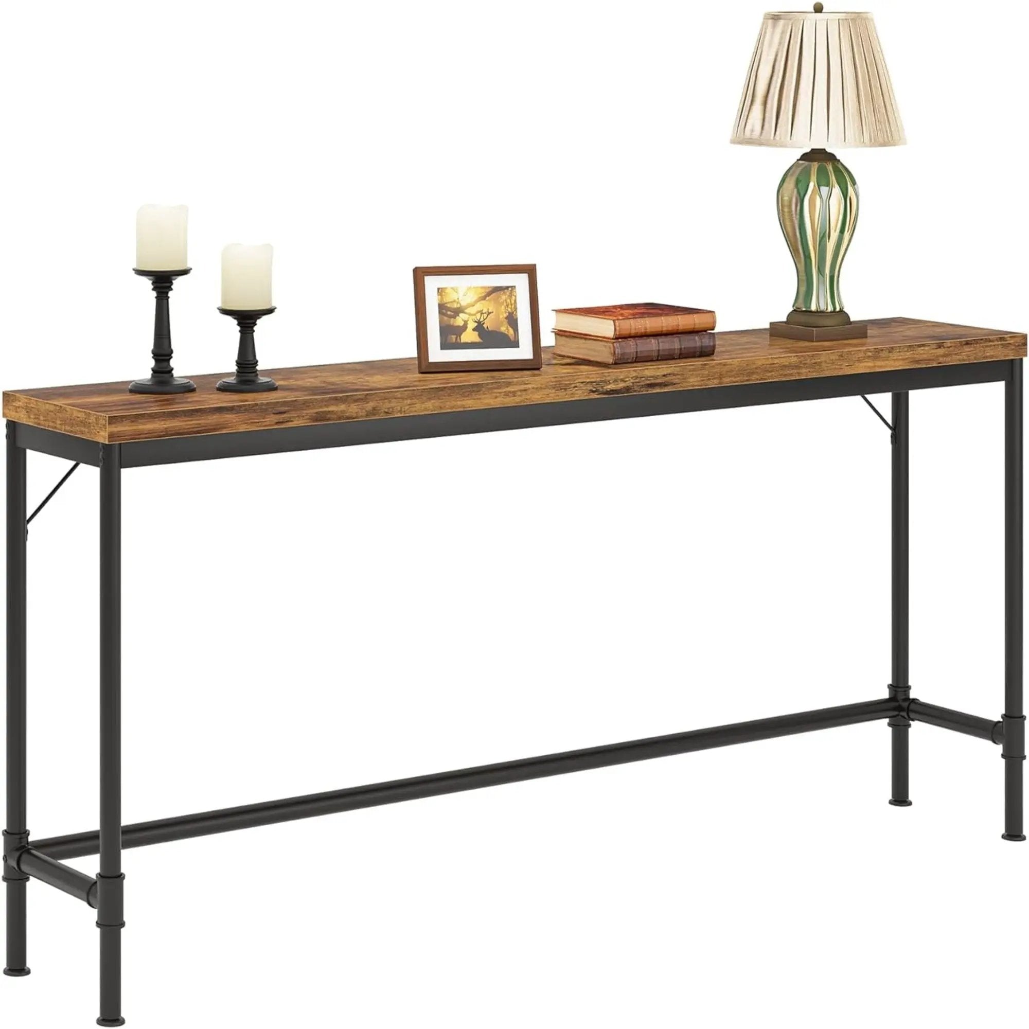 Tribesigns - Extra Long Console Table - Brown / Black by HouseOfZazla