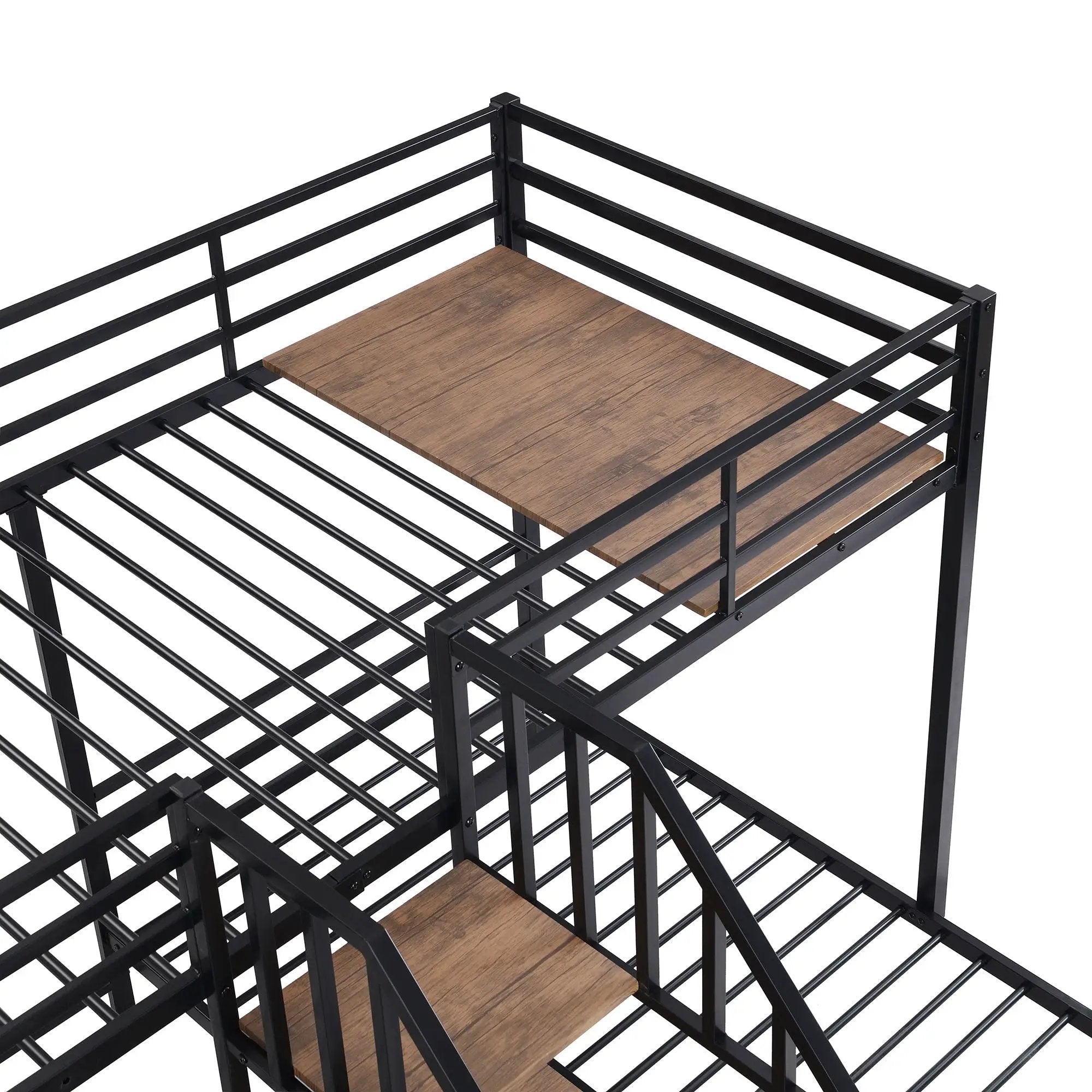 Metal Bunk Bed With Storage Shelves Staircase by HouseOfZazla