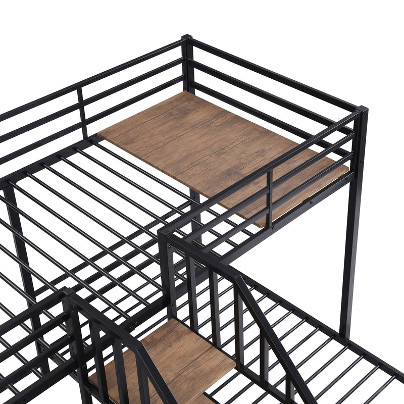 Metal Bunk Bed With Storage Shelves Staircase by HouseOfZazla