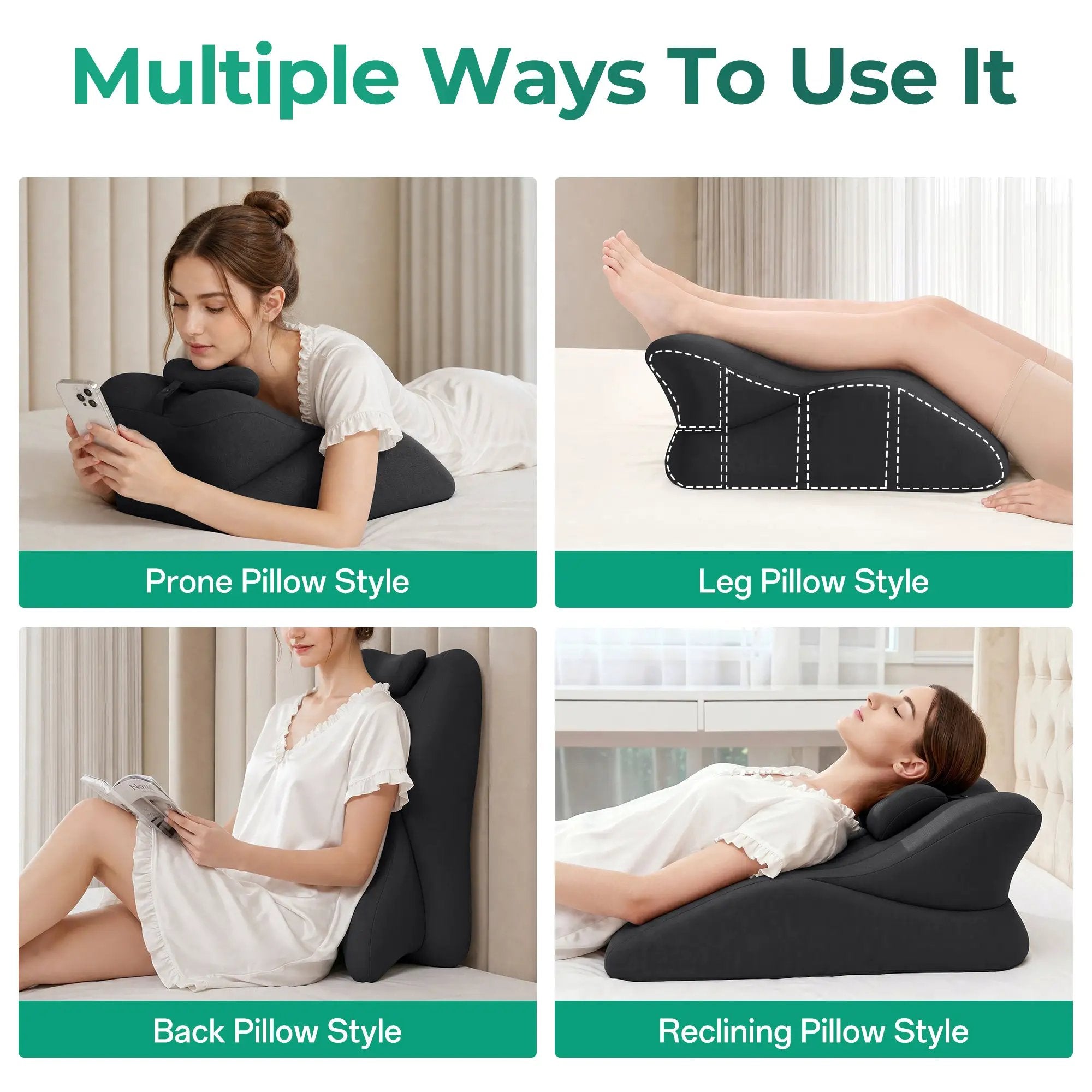 27° Ergonomic Memory Foam Support Pillow for Couples by HouseOfZazla