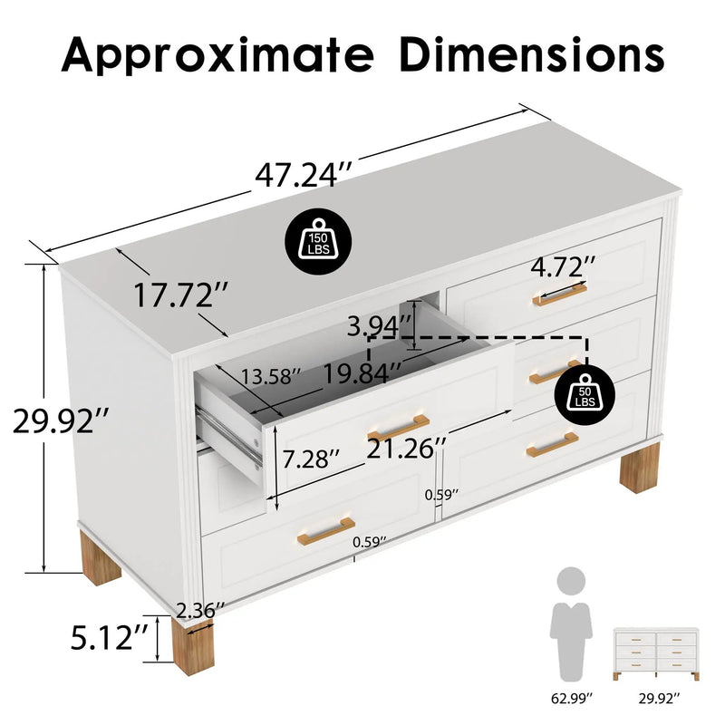 6 Drawer Double Dresser