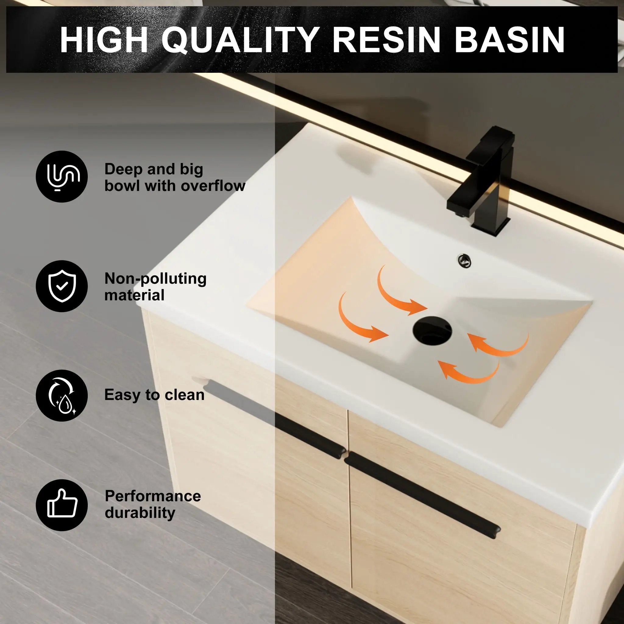 Bathroom Vanity Set With Resin Countertop Sink, 2 Doors by HouseOfZazla