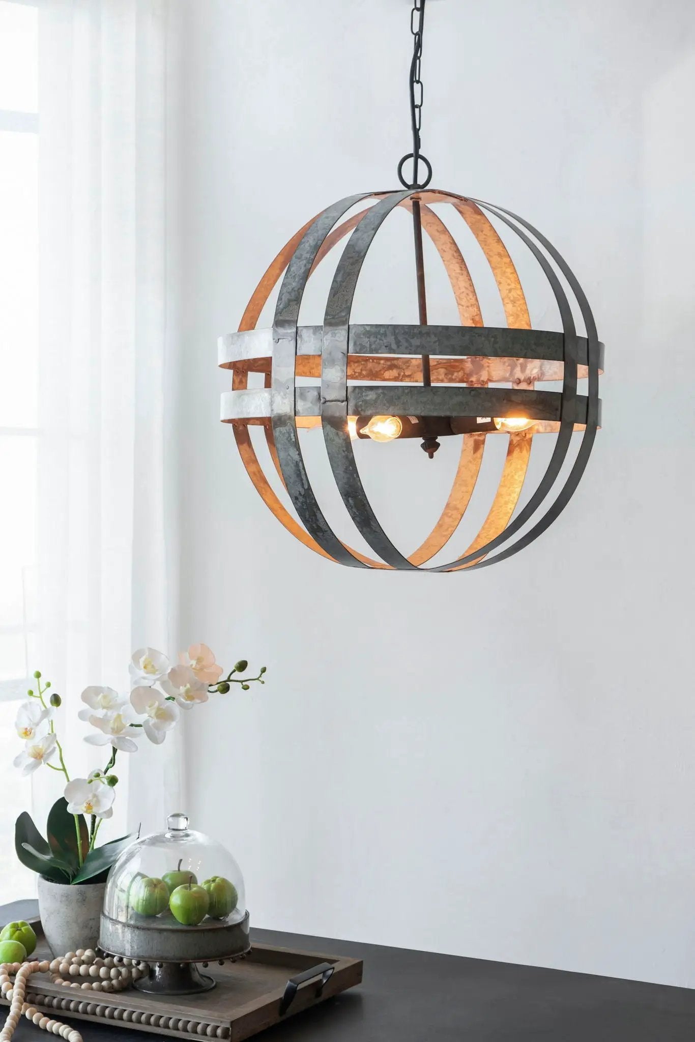 4 Light Galvanized Chandelier, Hanging Light Fixture With Adjustable Chain For Kitchen, Bulb Not Included - Gray by HouseOfZazla