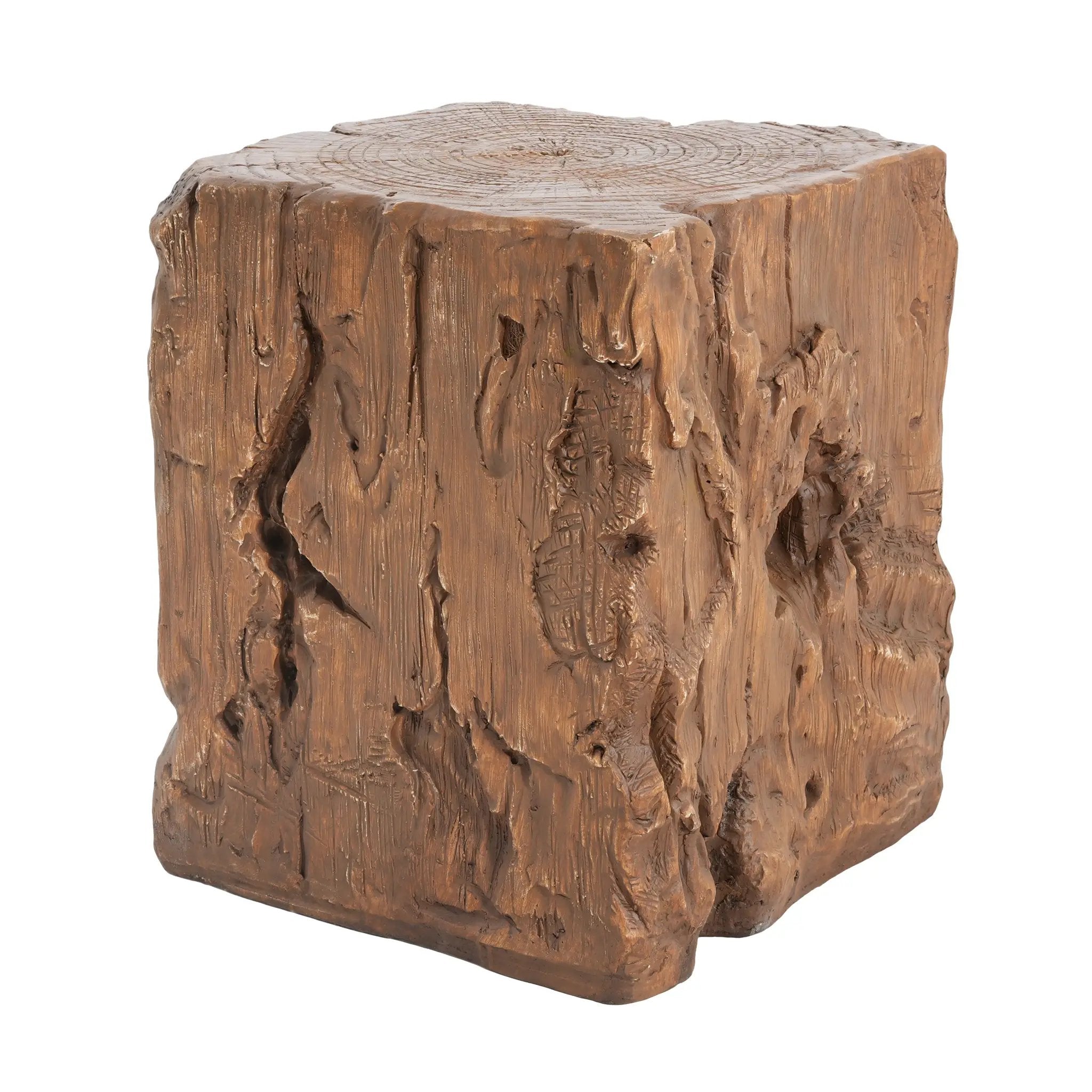 Amira Outdoor and Indoor Stump Shape MGO Side Table Brown Finish by HouseOfZazla