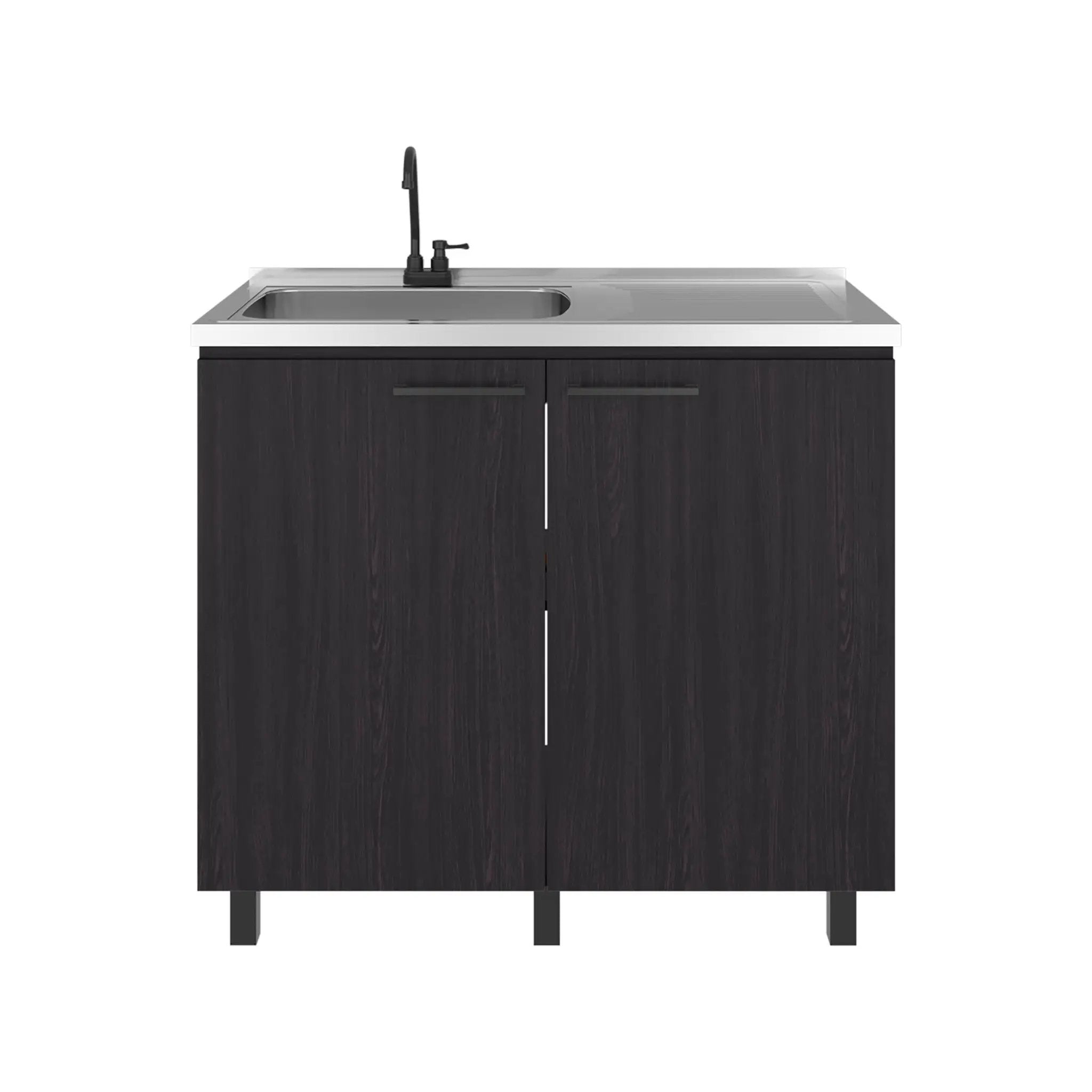 Alatna Freestanding Utility Base Cabinet with Stainless Steel Countertop and Faucet by HouseOfZazla