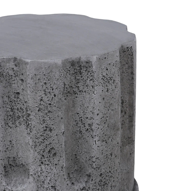 Outdoor End Table, Round Side Table For Patio And Garden - Antique Gray by Unique Piece Furniture