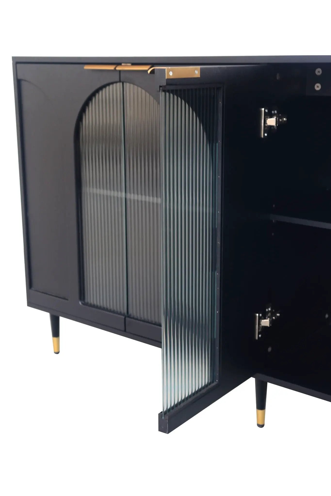 Accent Cabinet Lacquered Wooden Cabinet With 4 Glass Doors Sideboard Buffet Server Cabinet Storage Cabinet, For Living Room, Entryway, Hallway, Office, Kitchen And Dining Room by HouseOfZazla