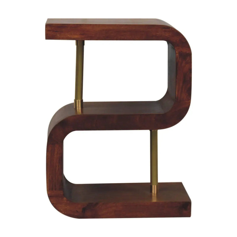 S Curve Brass Bedside Table - Dark Brown by HouseOfZazla